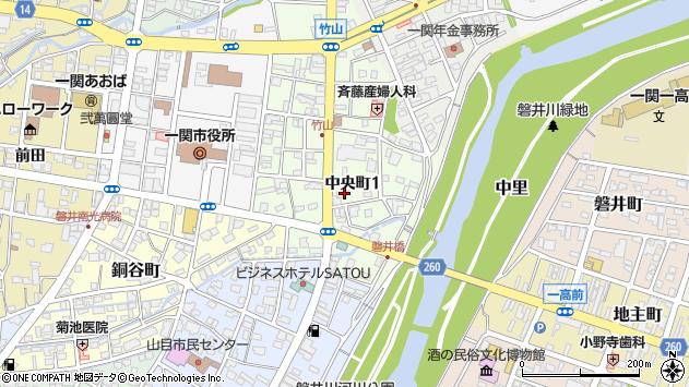 〒021-0021 岩手県一関市中央町の地図