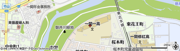 岩手県立一関第一高等学校附属中学校　職員室周辺の地図