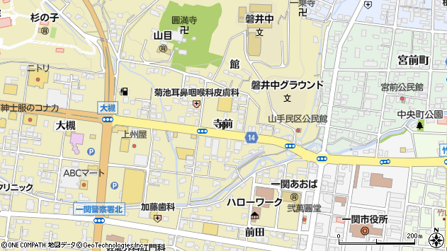 〒021-0062 岩手県一関市山目寺前の地図