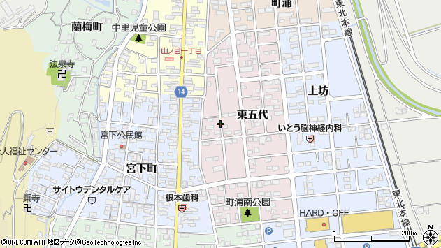 〒021-0003 岩手県一関市東五代の地図