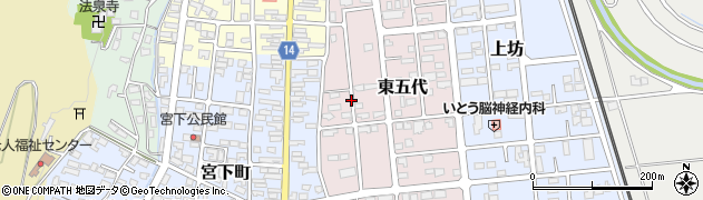 岩手県一関市東五代周辺の地図