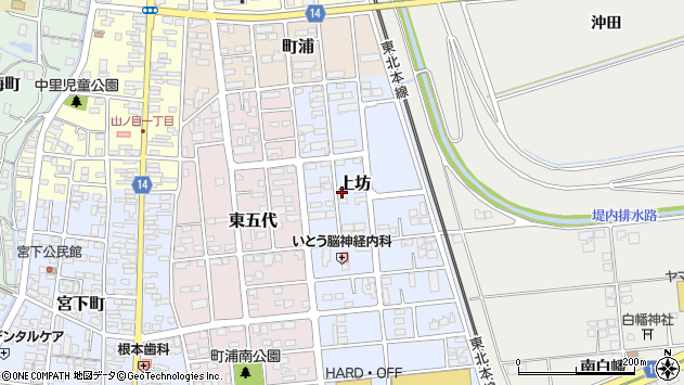 〒021-0006 岩手県一関市上坊の地図