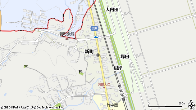〒021-0001 岩手県一関市新町の地図
