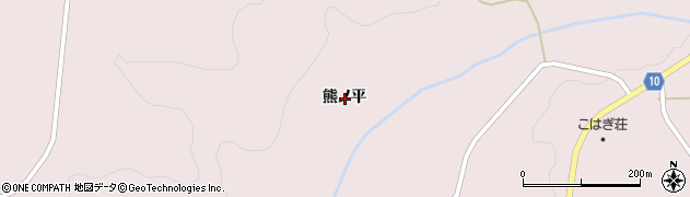 岩手県一関市大東町曽慶熊ノ平周辺の地図