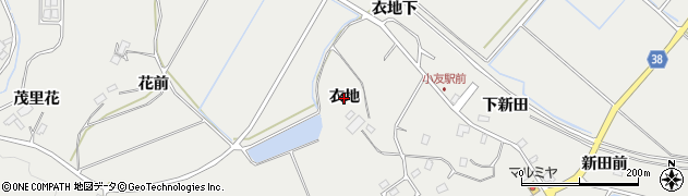 岩手県陸前高田市小友町（衣地）周辺の地図