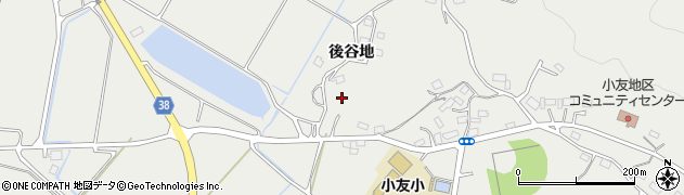 岩手県陸前高田市小友町（後谷地）周辺の地図