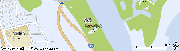 岩手県陸前高田市気仙町（小渕）周辺の地図