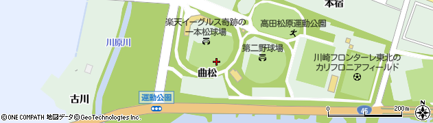 岩手県陸前高田市高田町曲松周辺の地図