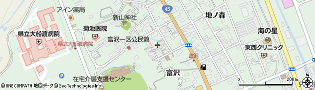 岩手県大船渡市大船渡町富沢周辺の地図