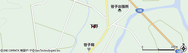 秋田県由利本荘市鳥海町上笹子（下野）周辺の地図