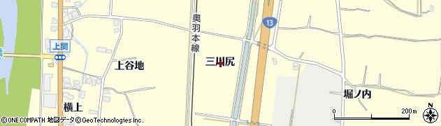 秋田県湯沢市上関三川尻周辺の地図