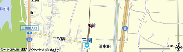 秋田県湯沢市上関（川前）周辺の地図