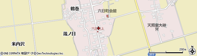 秋田県湯沢市山田（下六日町）周辺の地図