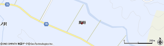 秋田県由利本荘市鳥海町中直根（馬垣）周辺の地図