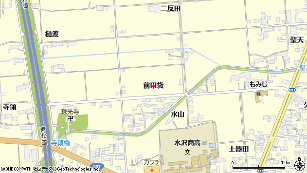 〒023-0066 岩手県奥州市水沢前田袋の地図