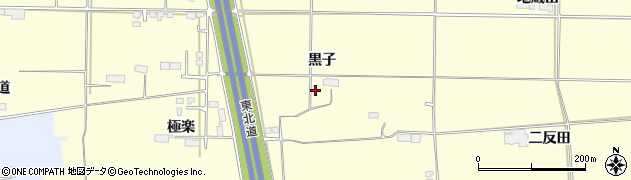 岩手県奥州市水沢黒子周辺の地図