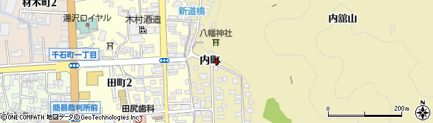 秋田県湯沢市内町1周辺の地図