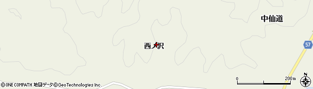 秋田県羽後町（雄勝郡）中仙道（西ノ沢）周辺の地図