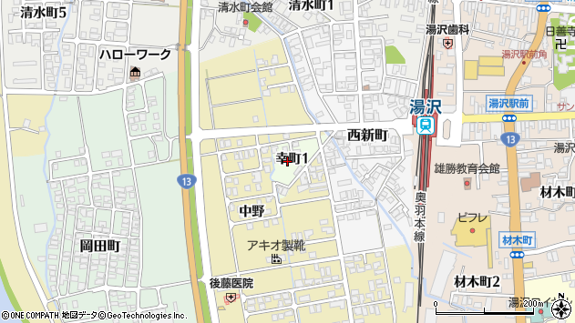 〒012-0035 秋田県湯沢市幸町の地図
