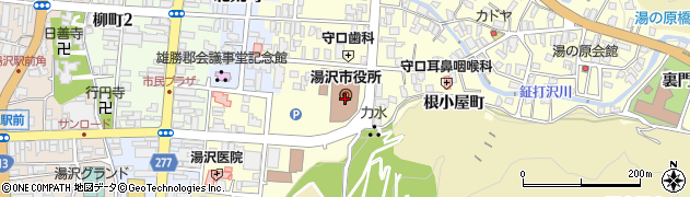 湯沢市役所本庁舎　学校教育課周辺の地図
