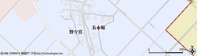 秋田県羽後町（雄勝郡）貝沢（五十堀）周辺の地図