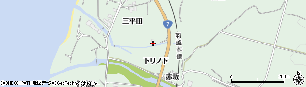秋田県にかほ市象潟町関（三平田）周辺の地図