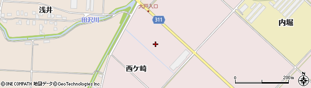 秋田県羽後町（雄勝郡）西ケ崎周辺の地図