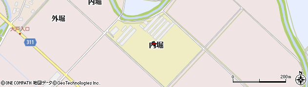 秋田県羽後町（雄勝郡）内堀周辺の地図