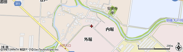 秋田県羽後町（雄勝郡）床舞（外堀）周辺の地図