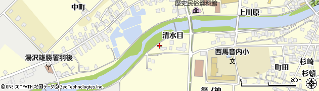 秋田県羽後町（雄勝郡）西馬音内（清水目）周辺の地図