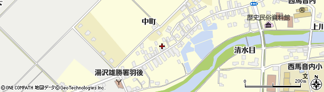 秋田県羽後町（雄勝郡）西馬音内（中町）周辺の地図