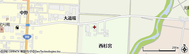 秋田県羽後町（雄勝郡）西杉宮周辺の地図