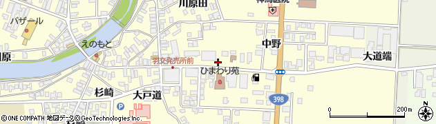 秋田県羽後町（雄勝郡）西馬音内（中野）周辺の地図