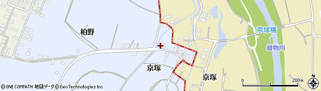 秋田県羽後町（雄勝郡）貝沢（京塚）周辺の地図