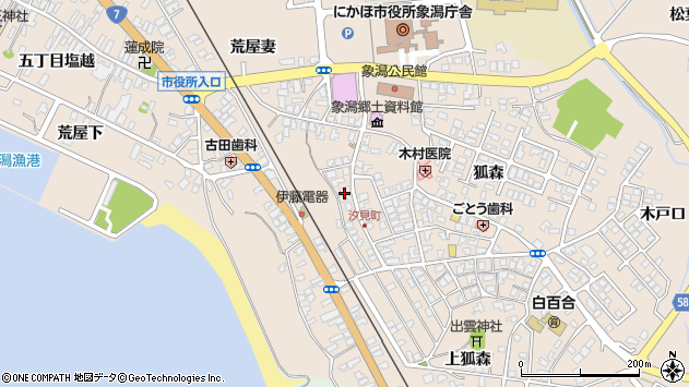 〒018-0101 秋田県にかほ市象潟町浜山の地図