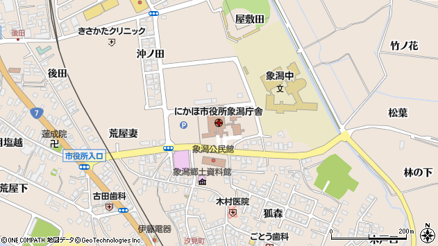〒018-0400 秋田県にかほ市（以下に掲載がない場合）の地図