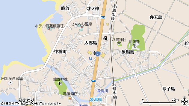 〒018-0128 秋田県にかほ市象潟町太郎島の地図