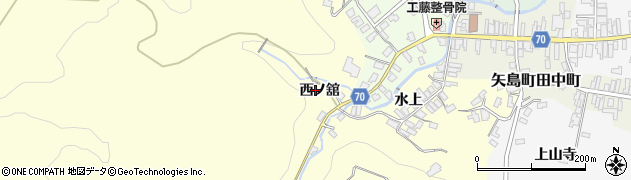 秋田県由利本荘市矢島町城内（西ノ舘）周辺の地図