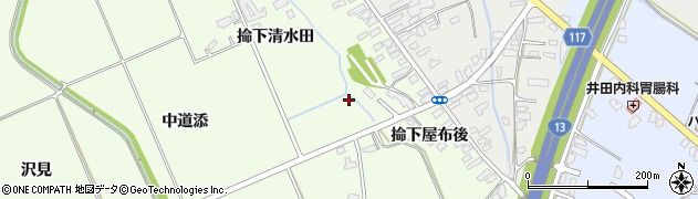 秋田県横手市十文字町上鍋倉掵下清水田周辺の地図