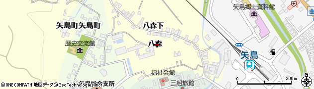 秋田県由利本荘市矢島町城内八森周辺の地図
