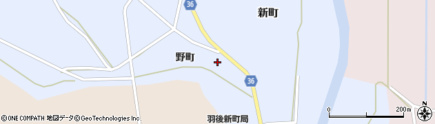 秋田県羽後町（雄勝郡）新町（野町）周辺の地図