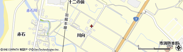 秋田県にかほ市金浦（川向）周辺の地図