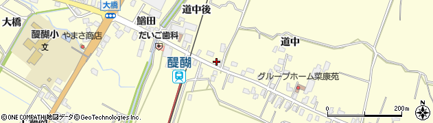 秋田県横手市平鹿町醍醐道中後36周辺の地図