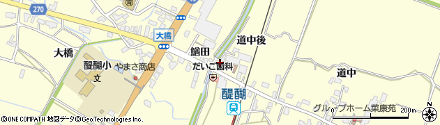 秋田県横手市平鹿町醍醐道中後26周辺の地図