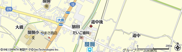 秋田県横手市平鹿町醍醐道中後28周辺の地図