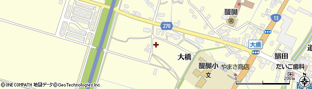 秋田県横手市平鹿町醍醐大橋周辺の地図