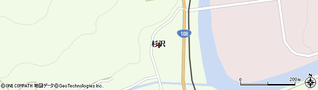 秋田県由利本荘市矢島町川辺杉沢周辺の地図