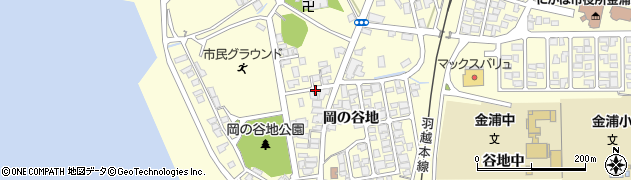 秋田県にかほ市金浦岡の谷地周辺の地図