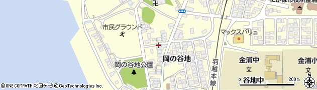 秋田県にかほ市金浦（岡の谷地）周辺の地図
