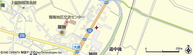 秋田県横手市平鹿町醍醐鰌田周辺の地図
